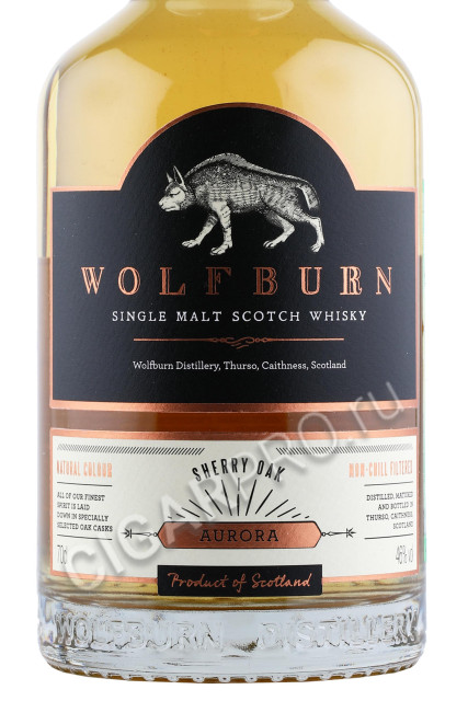 этикетка виски wolfburn aurora 0.7л