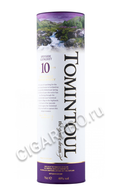 подарочная туба виски tomintoul speyside glenlivet 10 years 0.7л