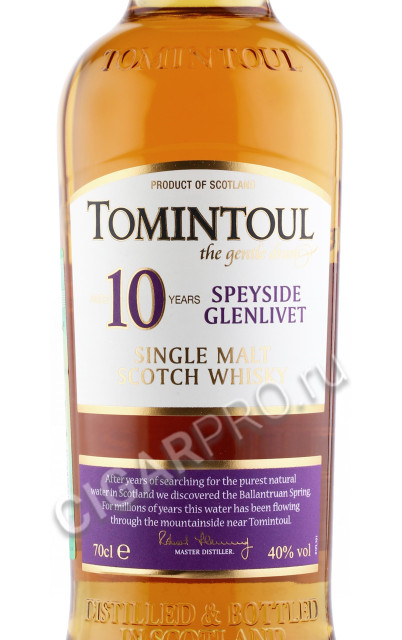 этикетка виски tomintoul speyside glenlivet 10 years 0.7л