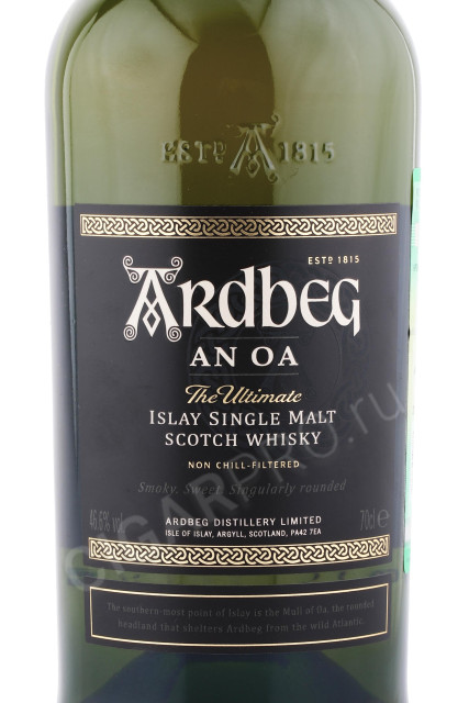 этикетка виски ardbeg an oa 0.7л