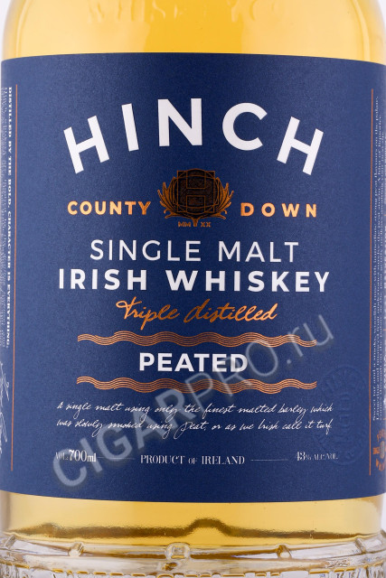 этикетка виски hinch peated single malt 0.7л