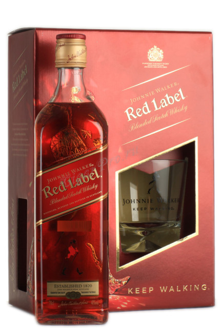 johnnie walker red label 0,7 л + стакан в п/у шотландский виски джонни уокер ред лейбл 0,7л + стакан в п/у