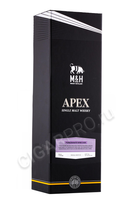 подарочная упаковка виски m & h apex pomegranate wine cask 0.7л