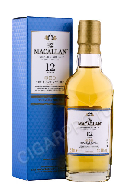 виски macallan triple cask matured 12 years 0.05л в подарочной упаковке