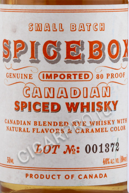 этикетка канадский виски spicebox 0.05л