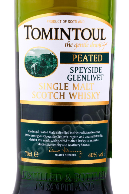 этикетка виски tomintoul speyside glenlivet peatet 0.7л