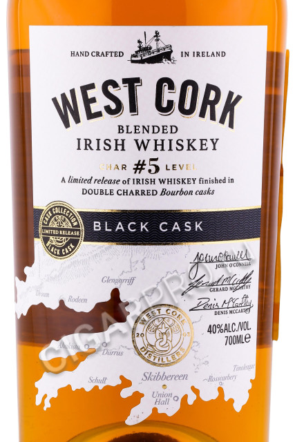 этикетка виски west cork black cask 0.7л