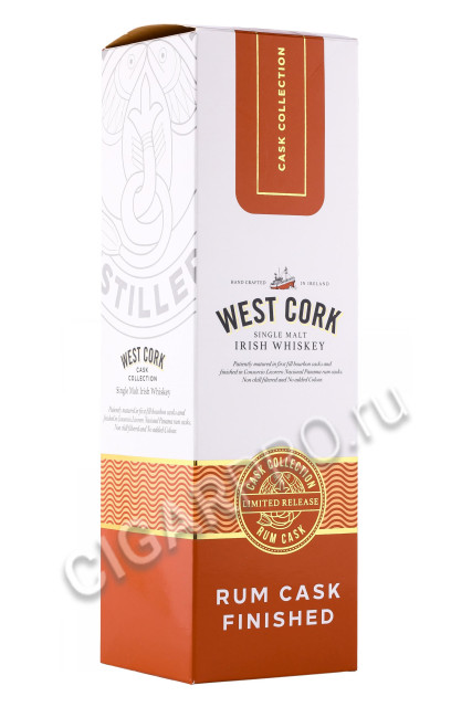 подарочная упаковка виски west cork rum cask finished 0.7л