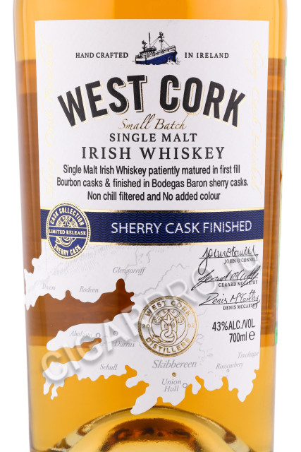 этикетка виски west cork sherry cask finished 0.7л