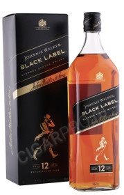 виски johnnie walker black label 12 years 1л в подарочной упаковке