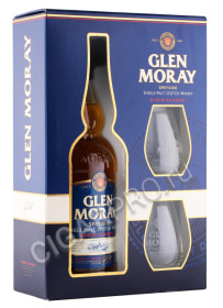 подарочная упаковка виски glen moray elgin classic 0.7л + 2 бокала