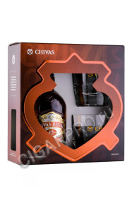 подарочная упаковка виски chivas regal 12 years old + 2 бокала 0.7л