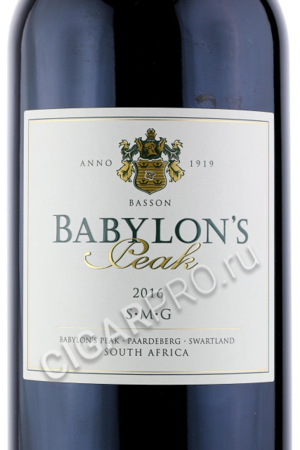 этикетка babylons peak smg swartland 1.5л