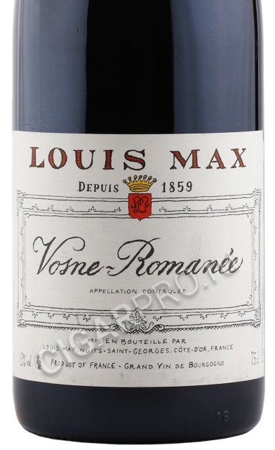 этикетка вино louis max vosne romanee 0.75л