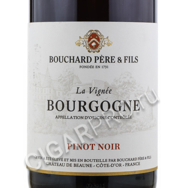 этикетка bouchard pere & fils la vignee pinot noir