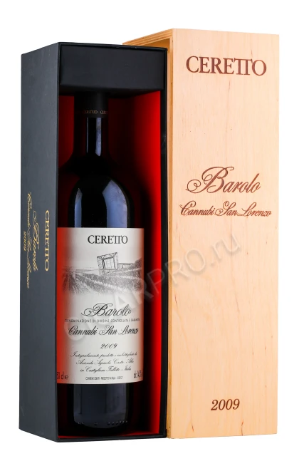 Вино Черетто Бароло Каннуби Сан Лоренцо 2009г 1.5л в подарочной упаковке