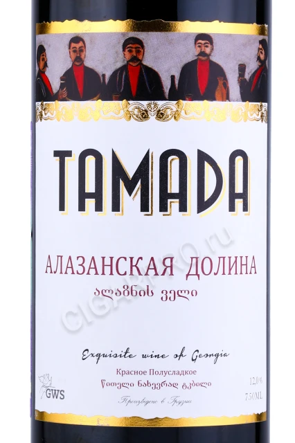 Этикетка Вино Тамада Алазанская Долина Красное 0.75л