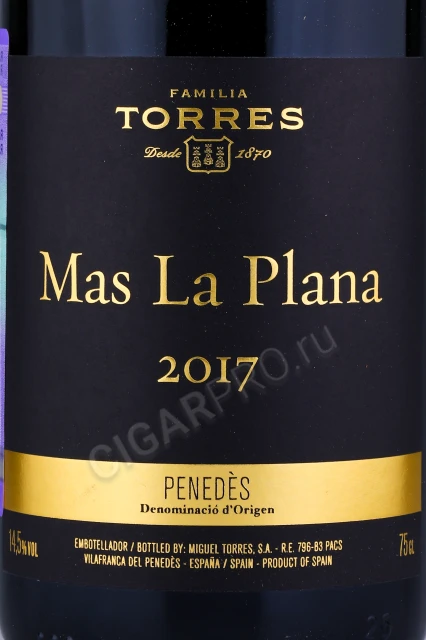 Этикетка Вино Торрес Мас Ла Плана Пенедес ДО 0.75л