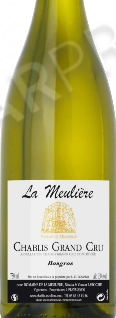 Этикетка Вино Domaine de la Meuliere Chablis Grand Cru Bougros AOC 0.75л