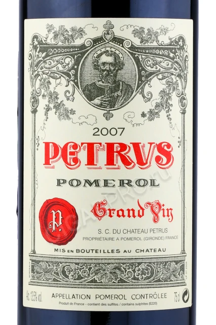 Этикетка Французское вино Шато Петрюс Помероль 2007 0.75л