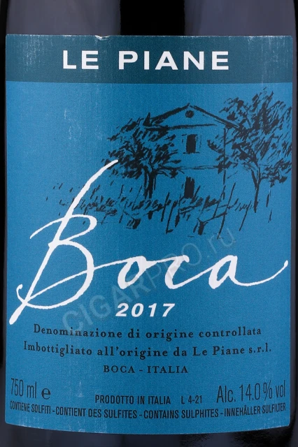 Этикетка Вино Ле Пьяне Бока 2017г 0.75л