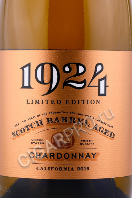 этикетка вино 1924 scotch barrel aged chardonnay 0.75л