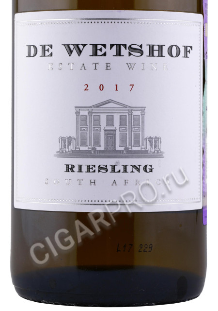 этикетка вино de wetshof estate riesling 0.75л