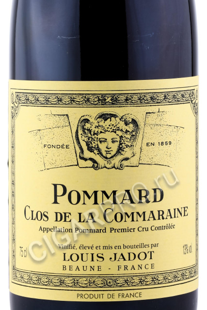 этикетка louis jadot pommard 1-er cru aoc clos de la commaraine 0.75л