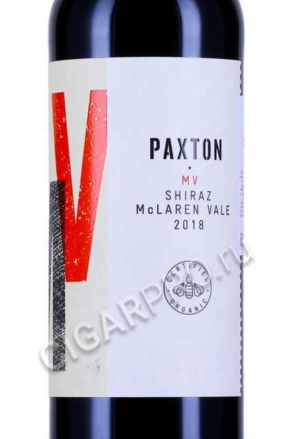 этикетка вино paxton mv shiraz mclaren vale 0.75л