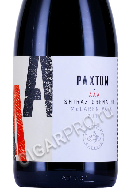 этикетка вино paxton aaa shiraz grenache mclaren vale 0.75л