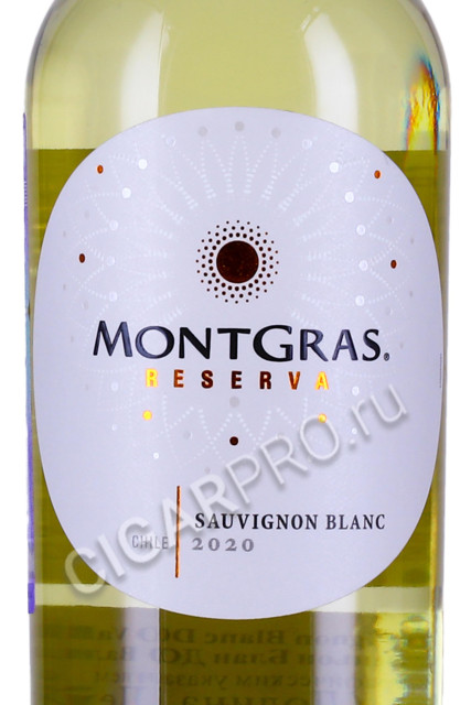 этикетка вино montgras reserva sauvignon blanc do valle de leyda 0.75л