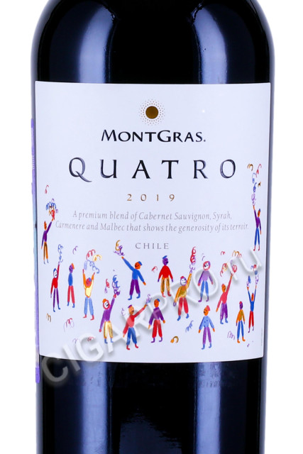 этикетка вино montgras quatro do valle de colchagua 0.75л