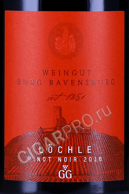 этикетка вино weingut burg ravensburg lochle gg pinot noir 0.75л