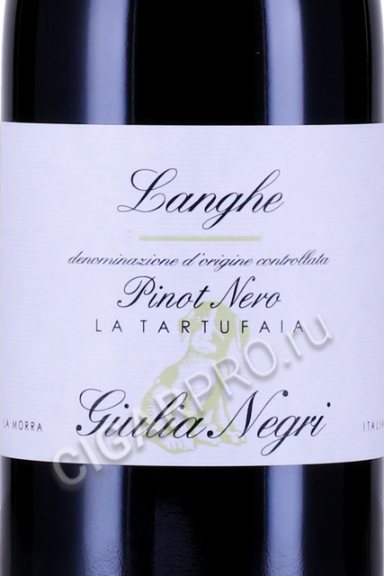 этикетка вино giulia negri la tartufaia pinot nero langhe doc 0.75л