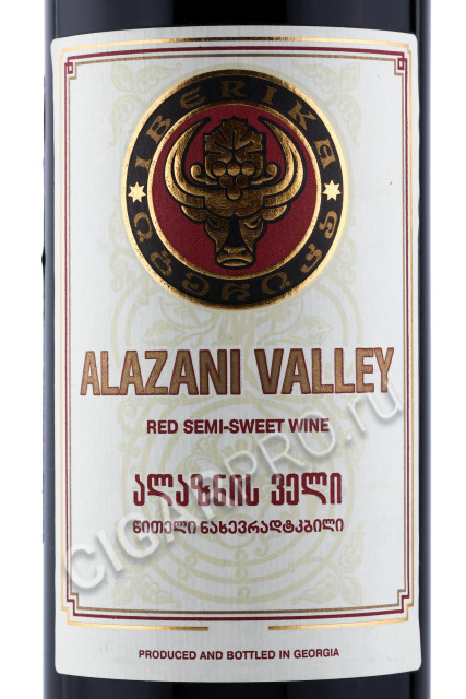 этикетка грузинское вино iberika alazani valley red 0.75л