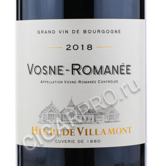 этикетка henri de villamont vosne-romanee aoc 0.75 l