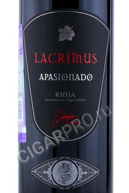 этикетка вино lacrimus apasionado rodriguez sanzo 0.75л