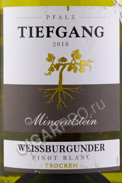 этикетка tiefgang weissburgunder mineralstein 0.75л