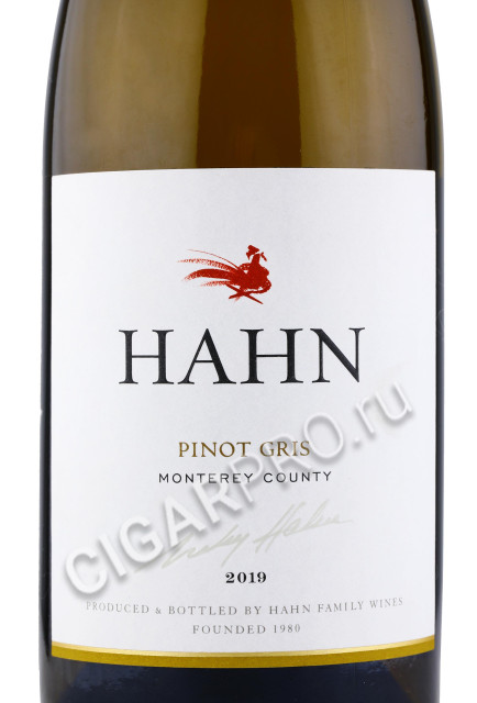 этикетка hahn pinot gris monterey county 0.75л