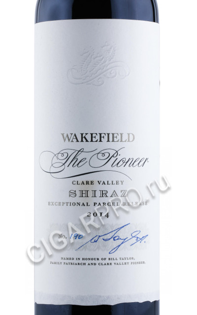 этикетка вино wakefield the pioneer shiraz 0.75л
