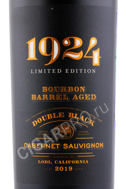 этикетка 1924 double black bourbon barrel aged cabernet sauvignon 0.75л