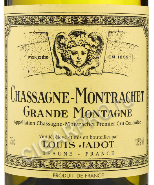 этикетка louis jadot chassagne-montrachet 1-er cru grande montagne