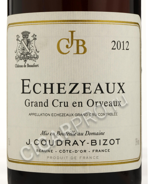 этикетка j.coudray-bizot echezeaux grand cru en orveaux