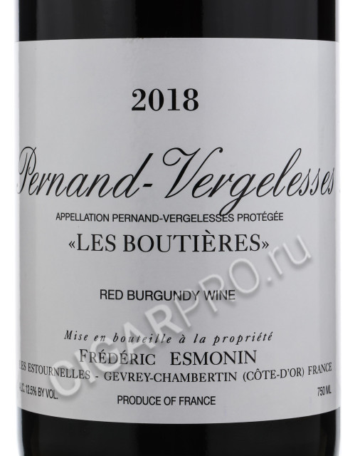 этикетка frederic esmonin pernand vergelesses les boutieres 2018 0.75 l