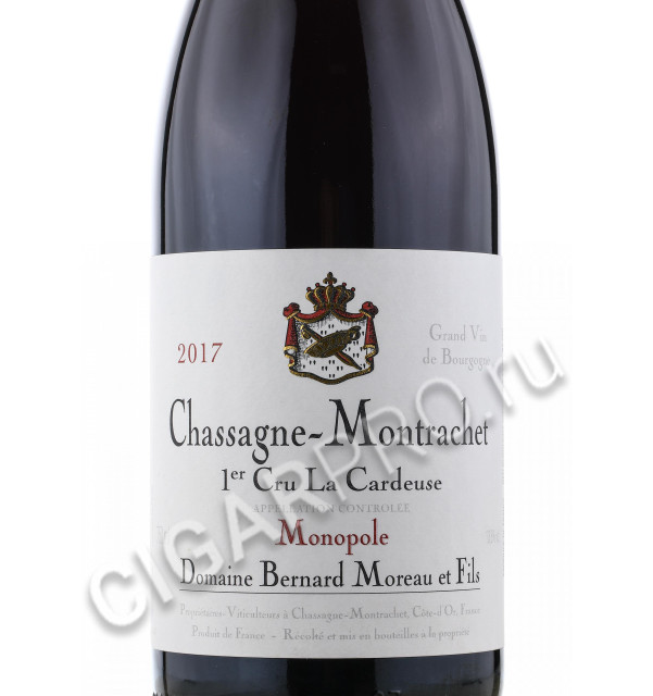 этикетка domaine bernard moreau et fils la cardeuse monopole chassagne-montrachet premier cru