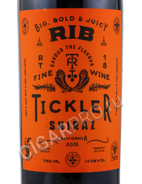 этикетка rib tickler shiraz