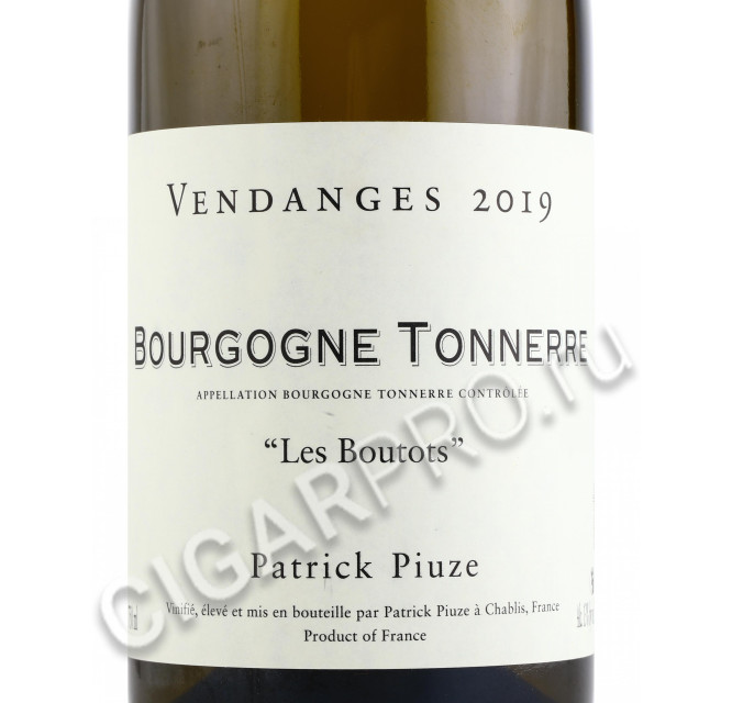 этикетка patrick piuze bourgogne tonnerre les boutots