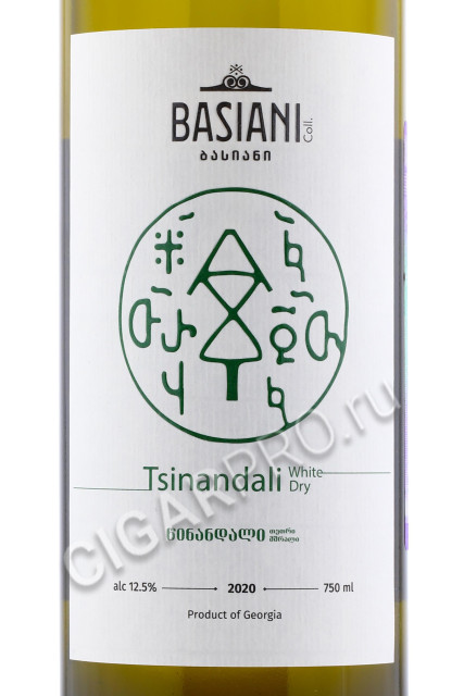 этикетка tsinandali basiani 0.75л