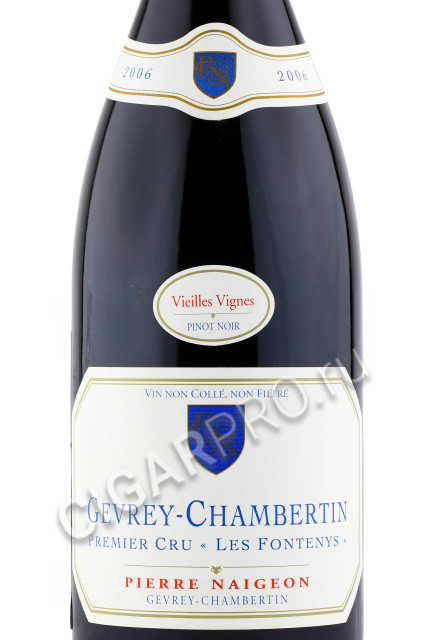 этикетка pierre naigeon gevrey chambertin 1er cru les fontenys vieilles vignes aoc 0.75л