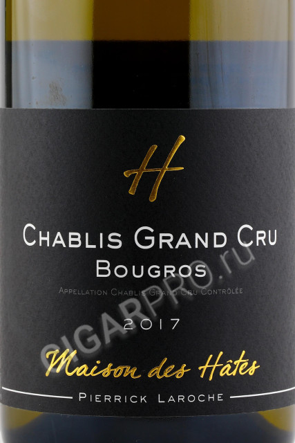 этикетка вино domaine des hates chablis grand cru bougros 0.75л